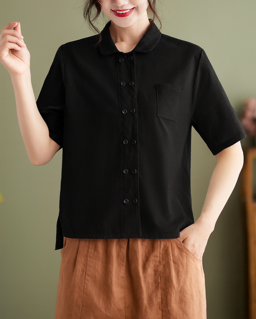 Bequeme Bluse aus Baumwoll-Leinen für Damen