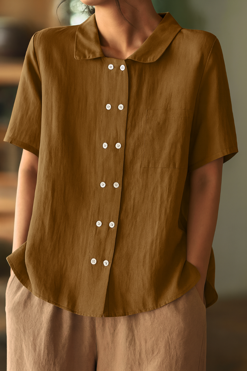 Bequeme Bluse aus Baumwoll-Leinen für Damen