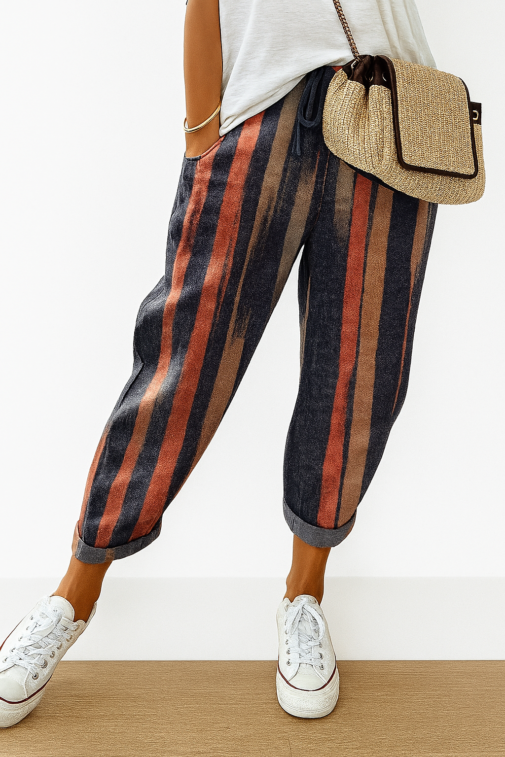 Weit geschnittene bedruckte Hose für Damen