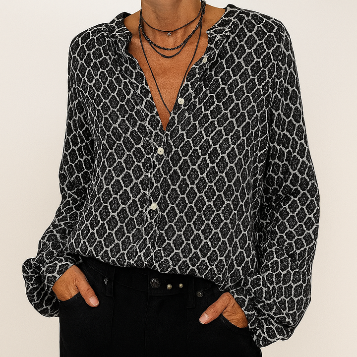 Elegante Bluse mit V-Ausschnitt und Print