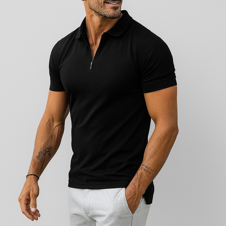 Slim Fit Polo-Shirt für Herren mit halbem Reißverschluss