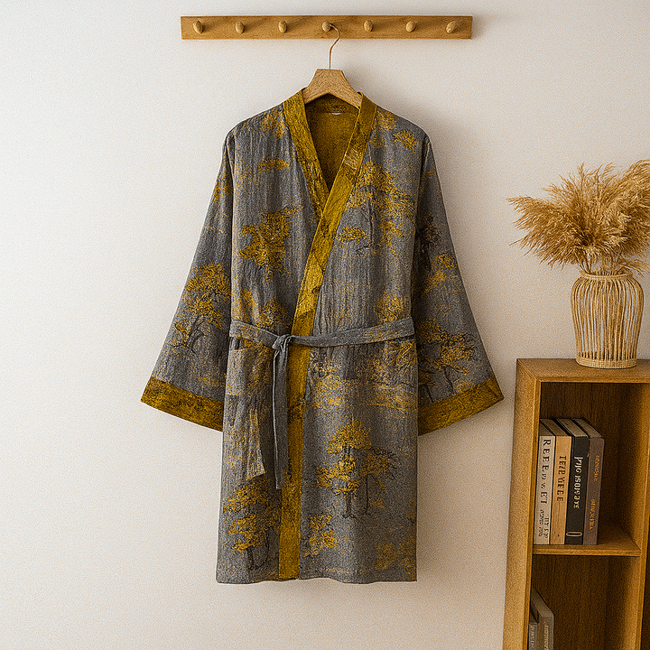 Leichter Kimono-Bademantel für Herren aus Baumwolle