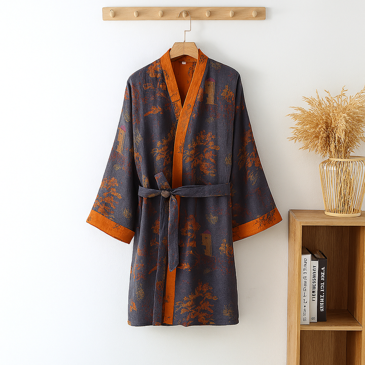 Leichter Kimono-Bademantel für Herren aus Baumwolle