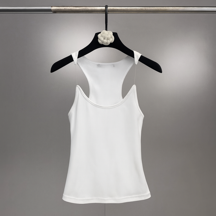 Damen Tank-Top mit unsichtbaren Trägern und Rippstrick