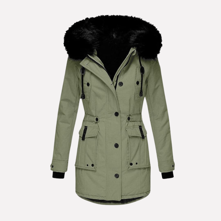 Damen Parka-Jacke mit Kapuze und Klapptaschen