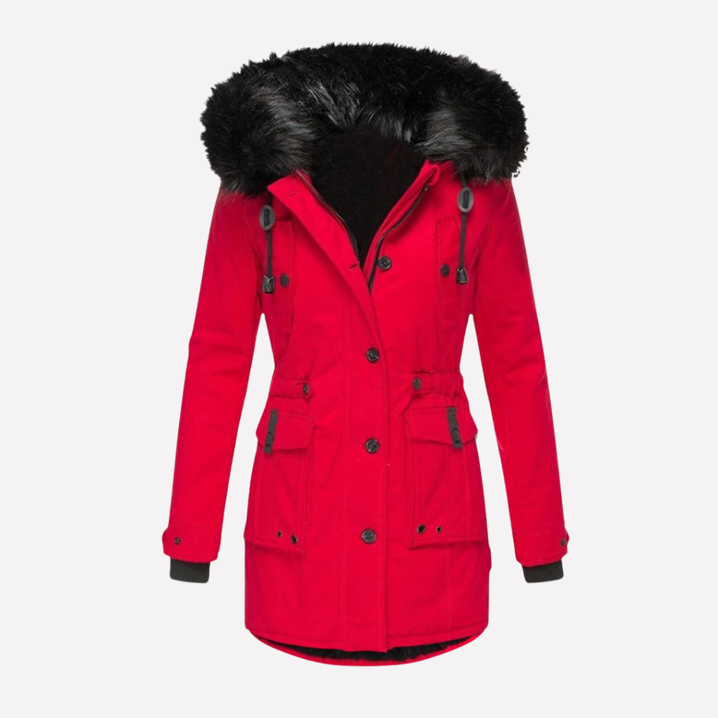 Damen Parka-Jacke mit Kapuze und Klapptaschen