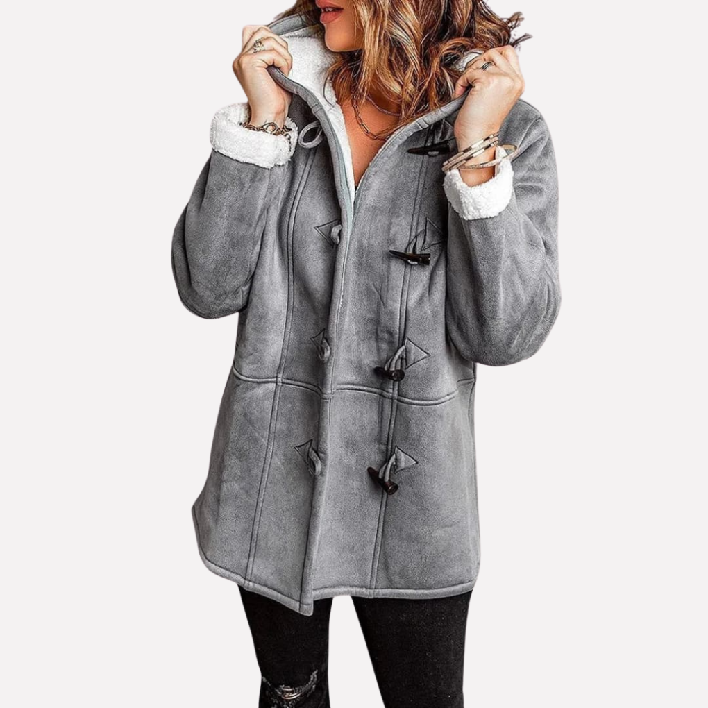 Damenjacke mit Kapuze und Toggle-Verschluss