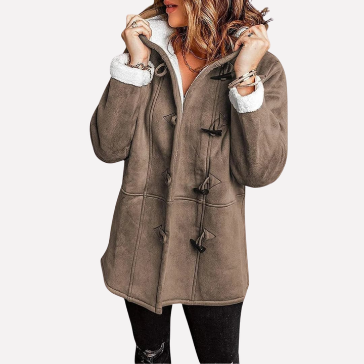 Damenjacke mit Kapuze und Toggle-Verschluss