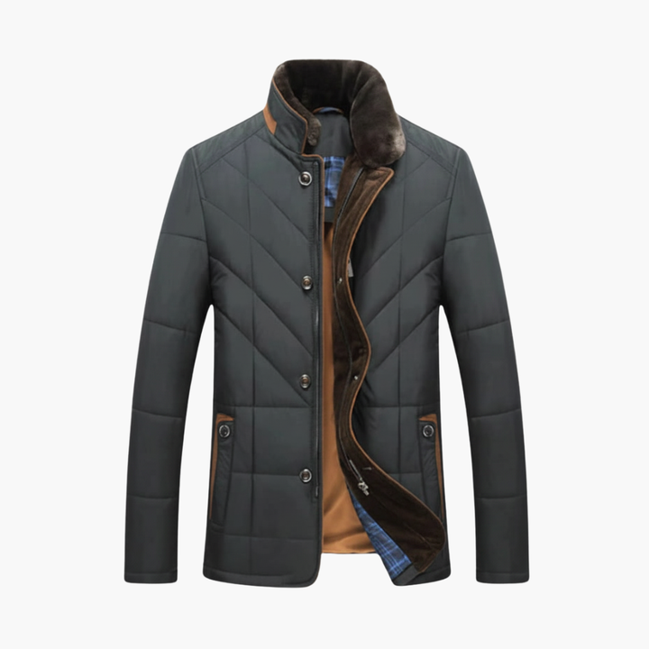 Herren Steppjacke mit Knopfverschluss – Stehkragen-Oberbekleidung