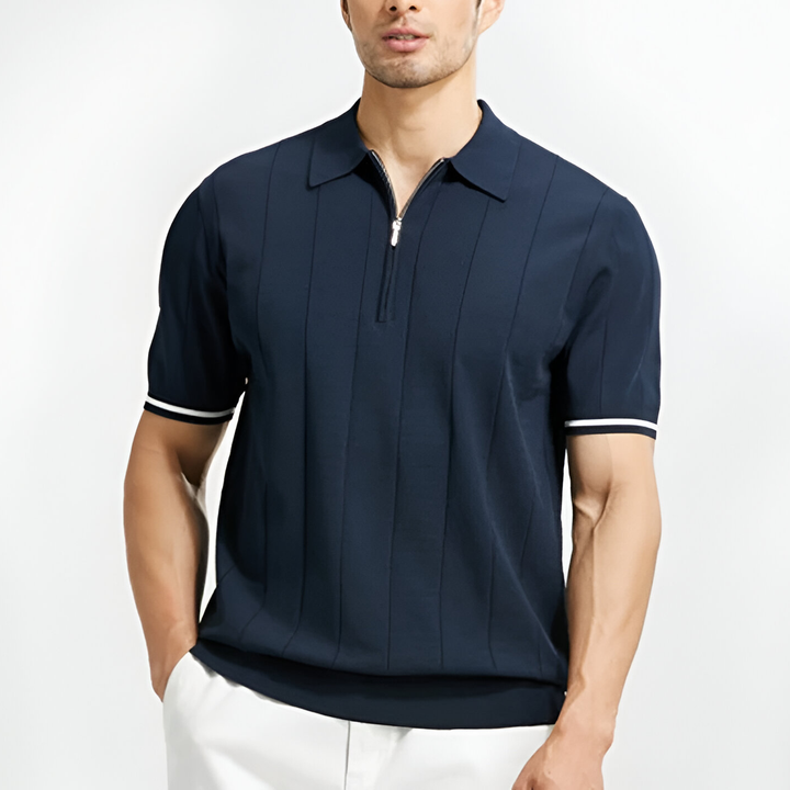 Herren Sommer Polo-Shirt mit halbem Reißverschluss und kurzen Ärmeln