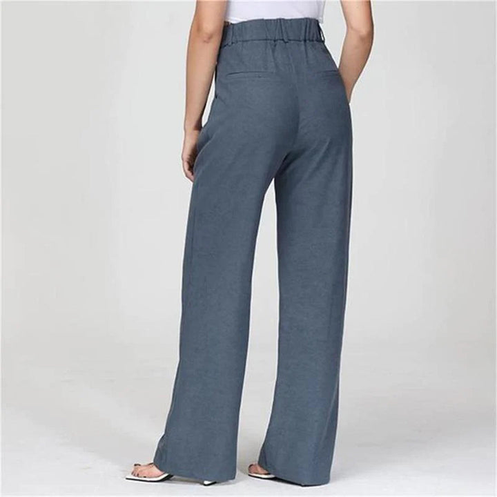 Hose mit hoher Taille, Bundfalten und Knopfverschluss