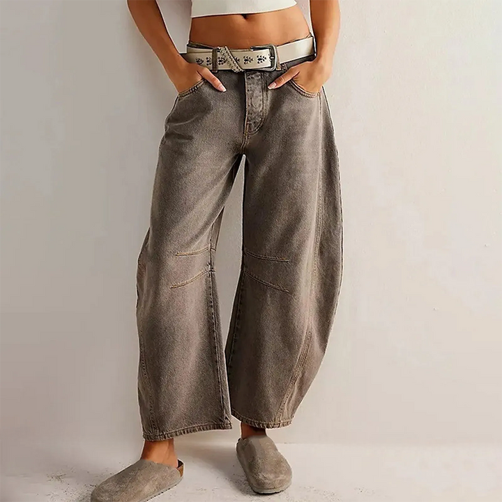 Weit geschnittene Hosen mit hoher Taille für Frauen