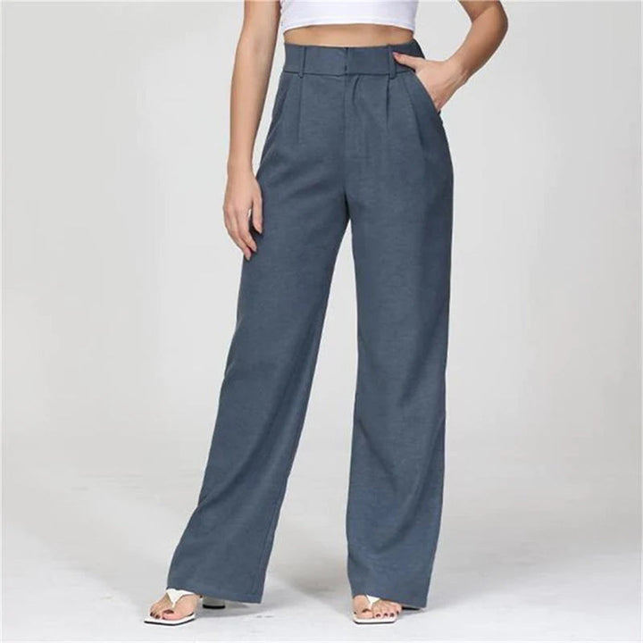 Hose mit hoher Taille, Bundfalten und Knopfverschluss