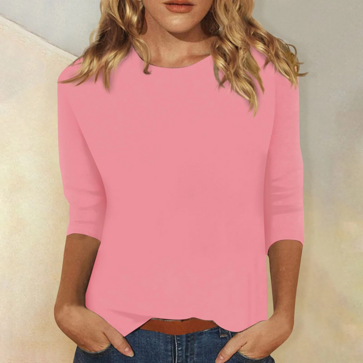 Damen Sommer T Shirt mit Rundhalsausschnitt und Dreiviertelärmeln