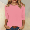 Damen Sommer T Shirt mit Rundhalsausschnitt und Dreiviertelärmeln