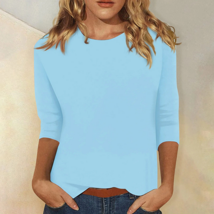 Damen Sommer T Shirt mit Rundhalsausschnitt und Dreiviertelärmeln
