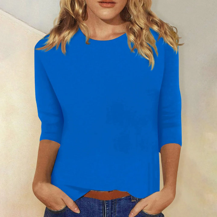 Damen Sommer T Shirt mit Rundhalsausschnitt und Dreiviertelärmeln