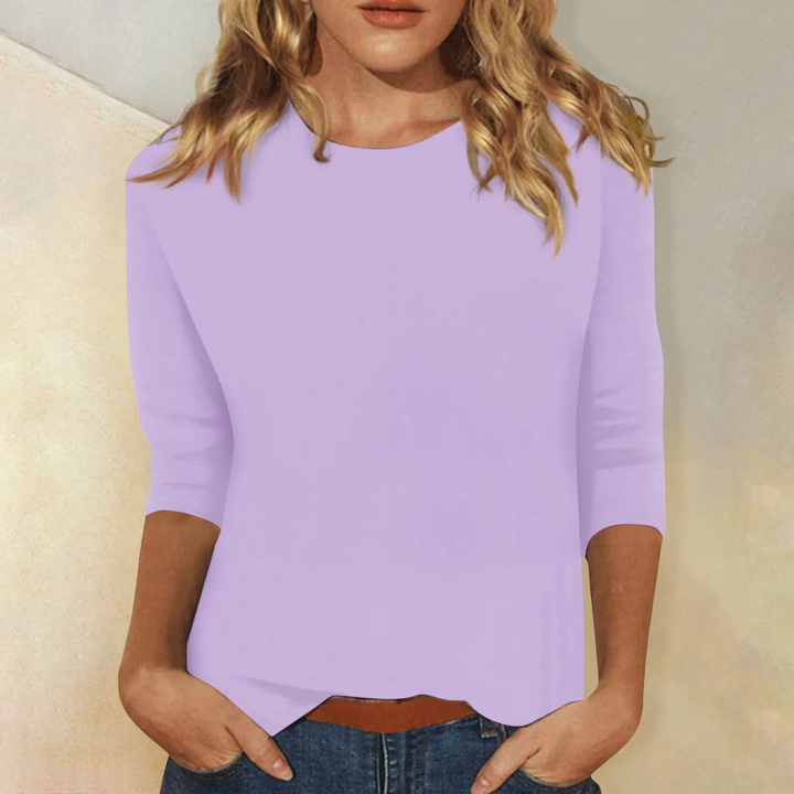 Damen Sommer T Shirt mit Rundhalsausschnitt und Dreiviertelärmeln