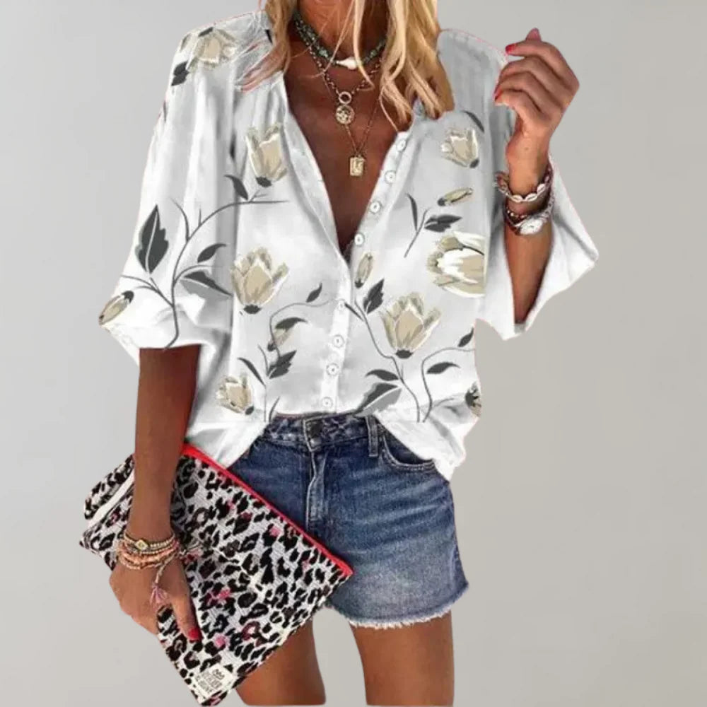 Sommerliche Bluse mit Blumenprint für Damen