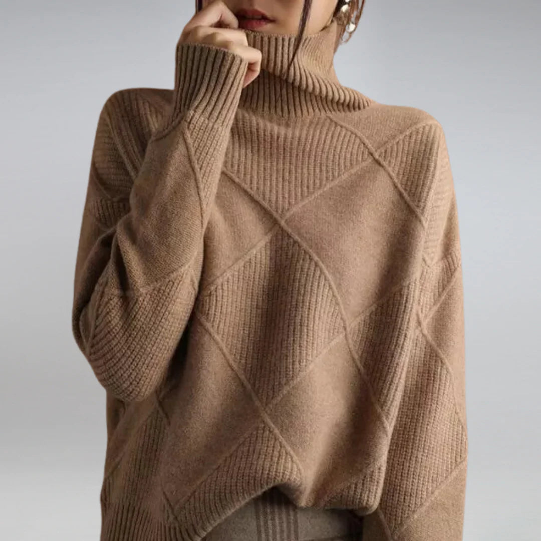 Luxuriöser Damen-Rollkragenpullover aus feiner Wolle