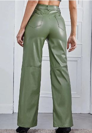 Damen High-Waist-Hose aus veganem Leder