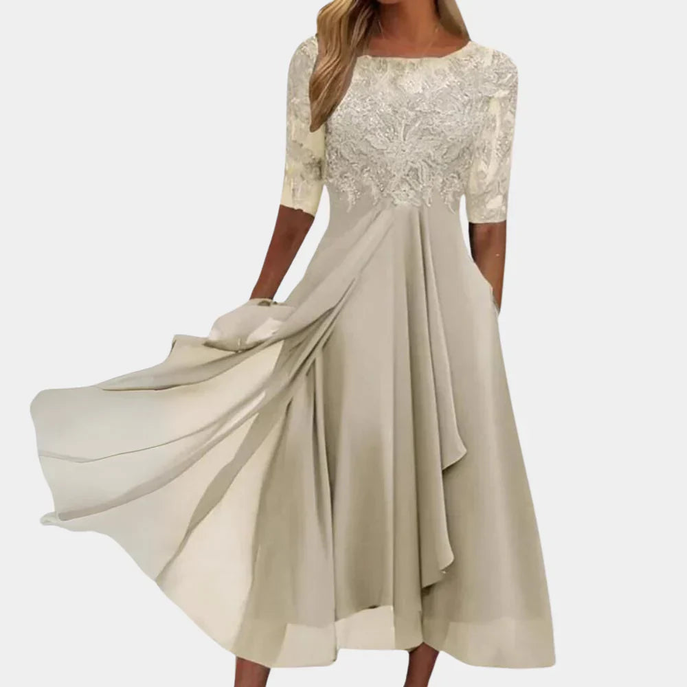 Midikleid für Damen mit floraler Spitze für den Sommer