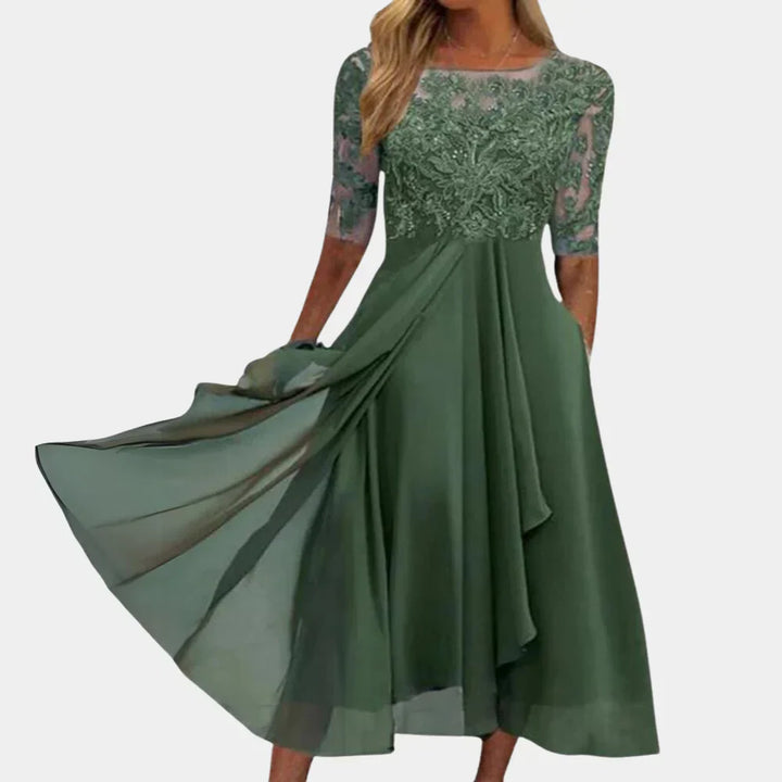 Midikleid für Damen mit floraler Spitze für den Sommer