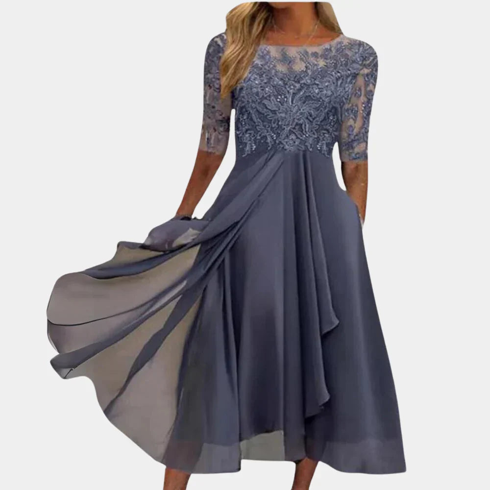 Midikleid für Damen mit floraler Spitze für den Sommer