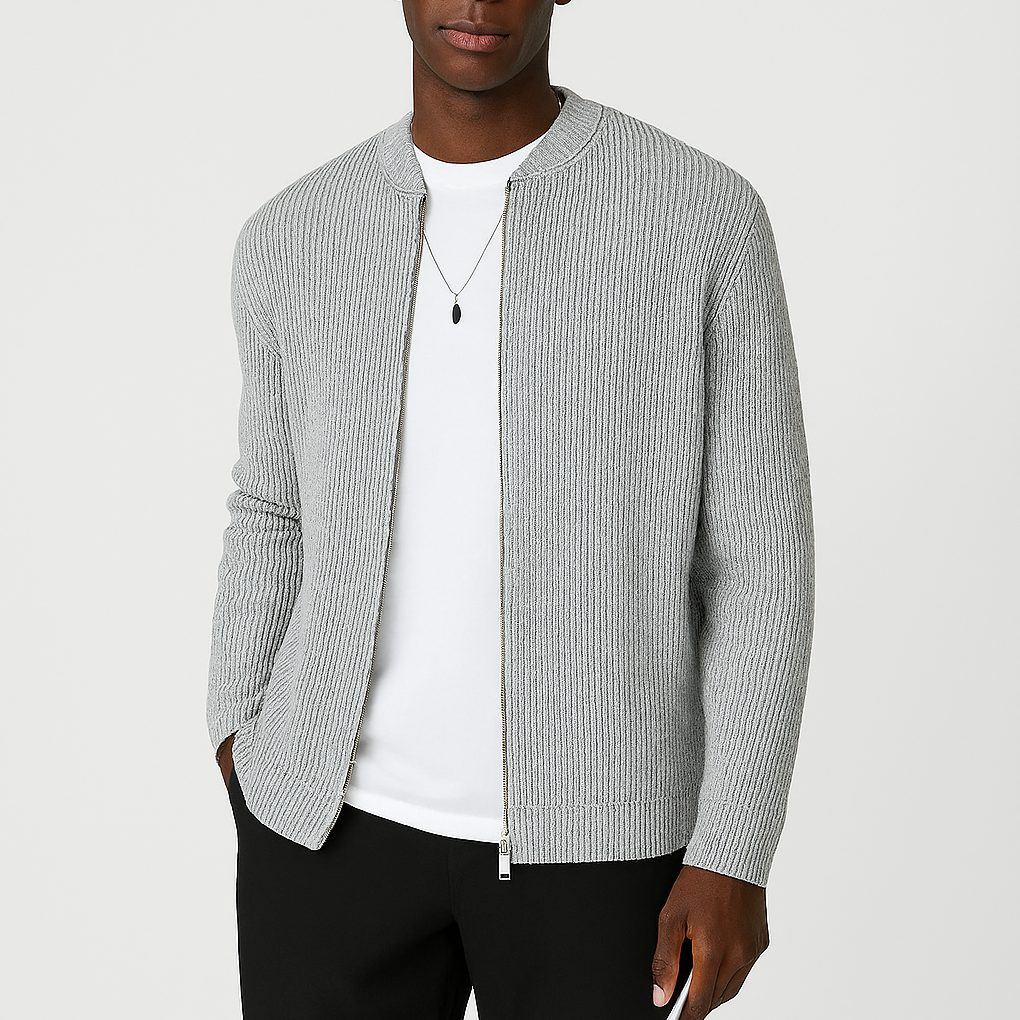 Herren-Strickjacke mit Reißverschluss und lässiger Passform