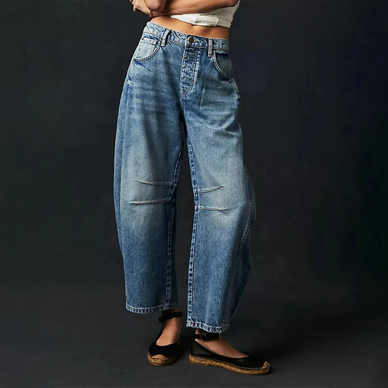 Weit geschnittene Hosen mit hoher Taille für Frauen