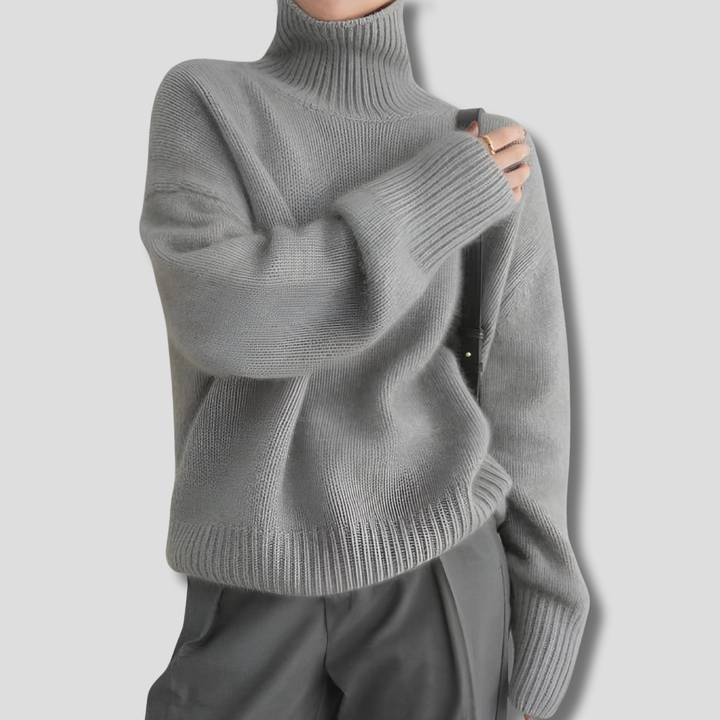 Dicker, kaschmirähnlicher Winterpullover für Damen mit hohem Kragen