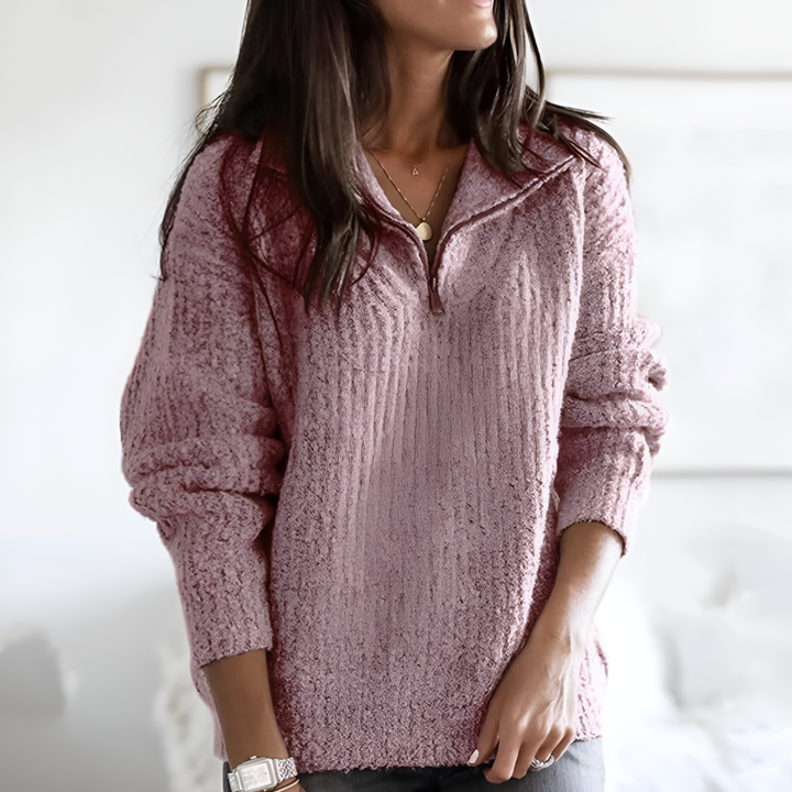 Pullover mit halbem Reißverschluss für Damen