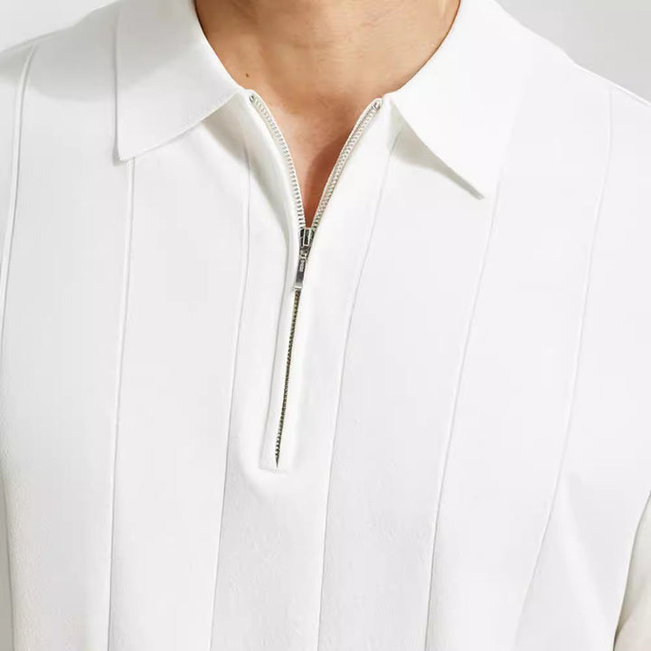 Herren Sommer Polo-Shirt mit halbem Reißverschluss und kurzen Ärmeln
