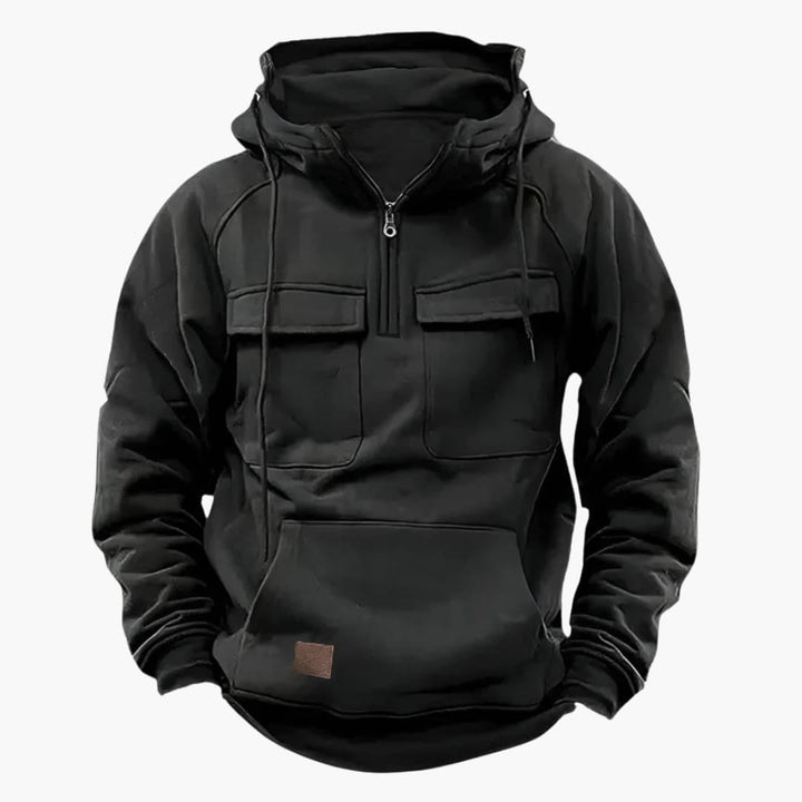 Herren Halb-Zip Kapuzenpullover mit Brusttaschen
