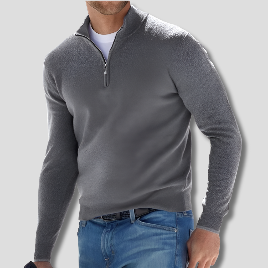 Baumwollpullover mit Reißverschlusskragen für Herren