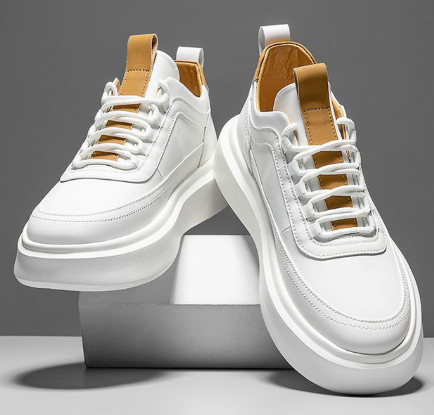 Herren weiße Sneakers mit Schnürverschluss