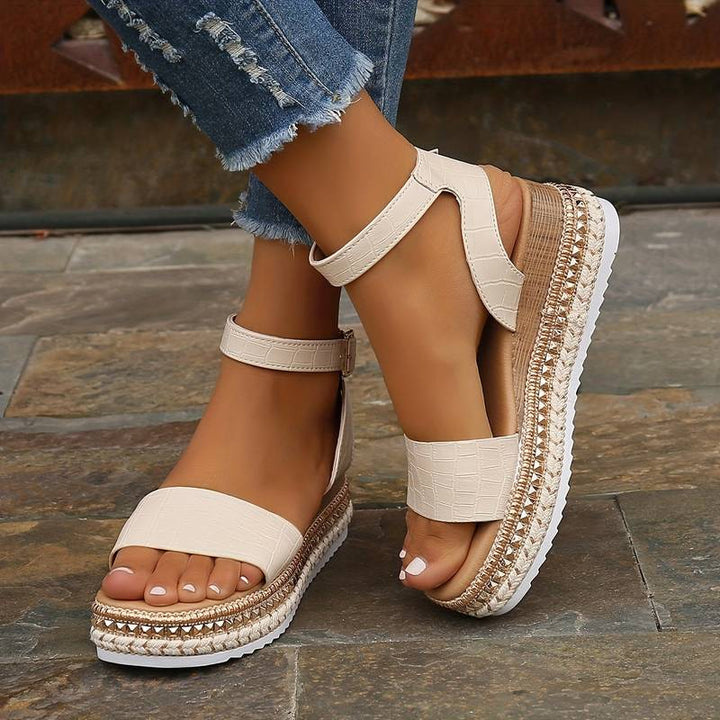 Damen Sommer Sandalen mit verstellbarem Knöchelriemen