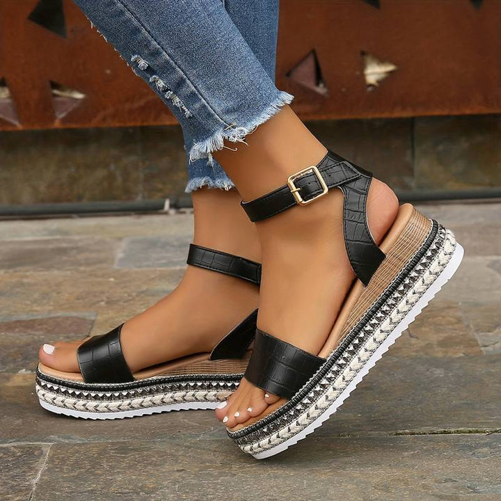 Damen Sommer Sandalen mit verstellbarem Knöchelriemen