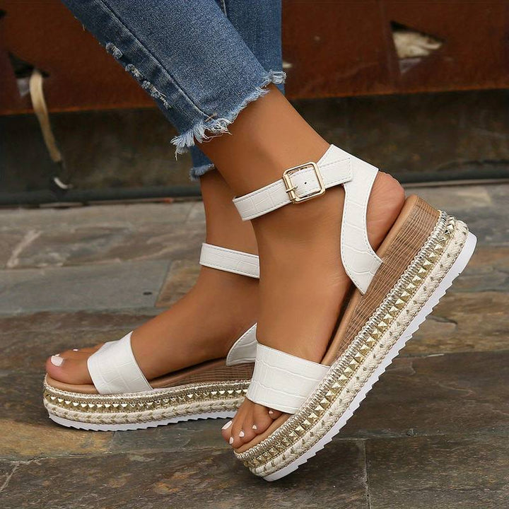 Damen Sommer Sandalen mit verstellbarem Knöchelriemen