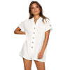Damen Sommer Jumpsuit mit Kurzarm und Knopfverschluss
