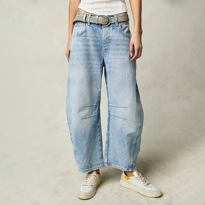 Weit geschnittene Hosen mit hoher Taille für Frauen