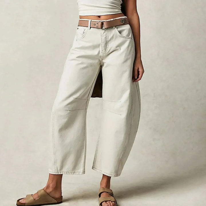 Weit geschnittene Hosen mit hoher Taille für Frauen