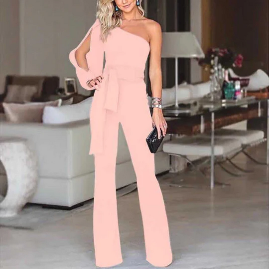 Damen Sommer-Jumpsuit mit einseitigem Schulter-Ausschnitt