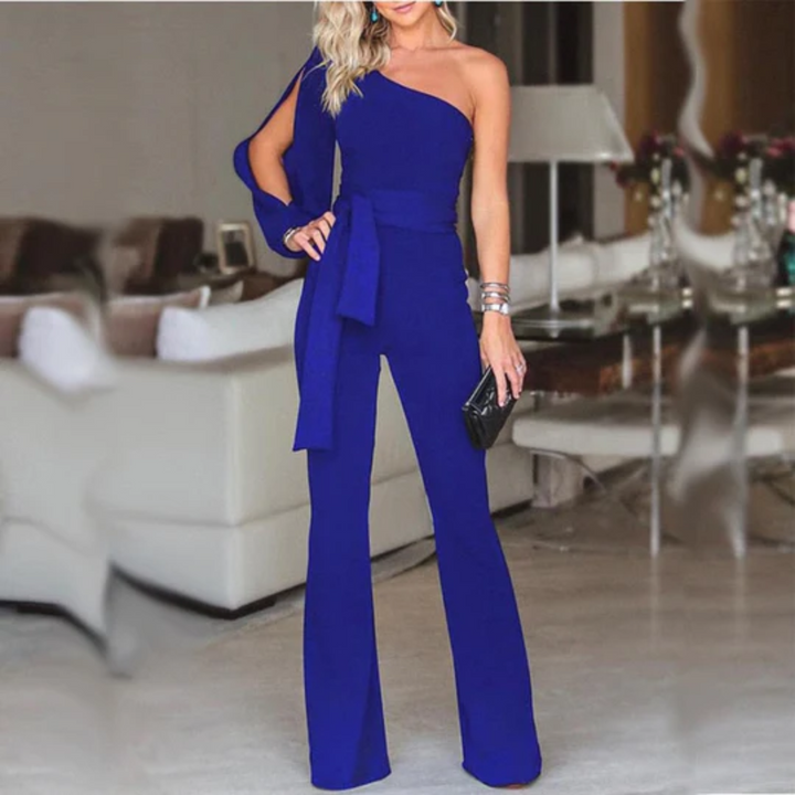 Damen Sommer-Jumpsuit mit einseitigem Schulter-Ausschnitt