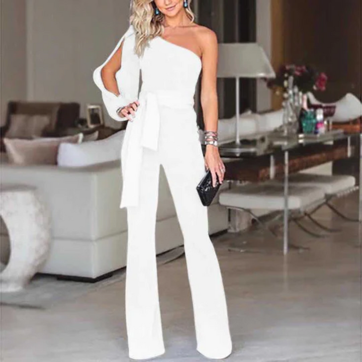 Damen Sommer-Jumpsuit mit einseitigem Schulter-Ausschnitt