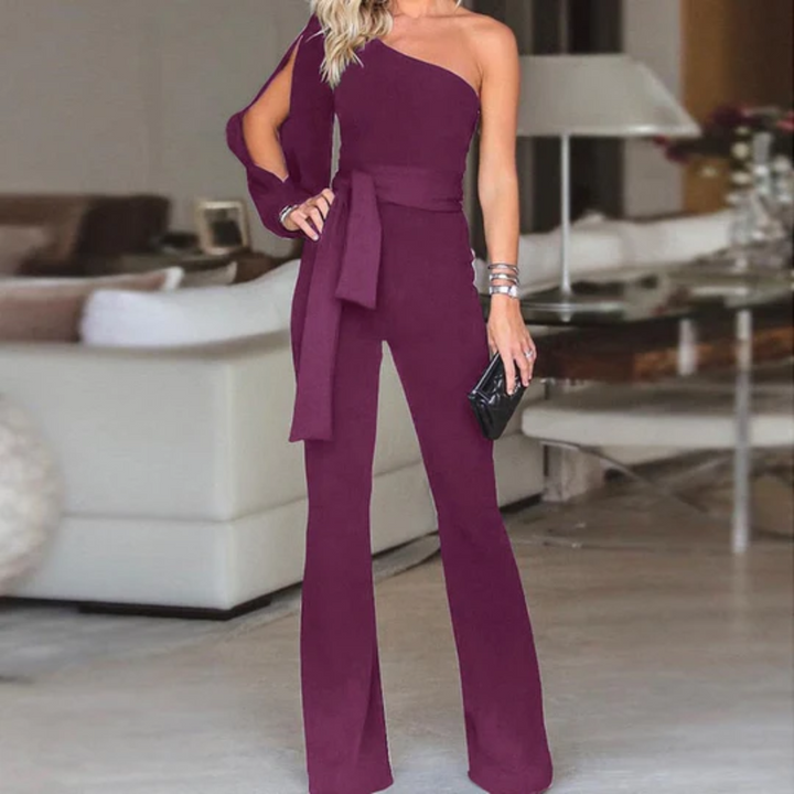 Damen Sommer-Jumpsuit mit einseitigem Schulter-Ausschnitt