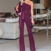 Damen Sommer-Jumpsuit mit einseitigem Schulter-Ausschnitt