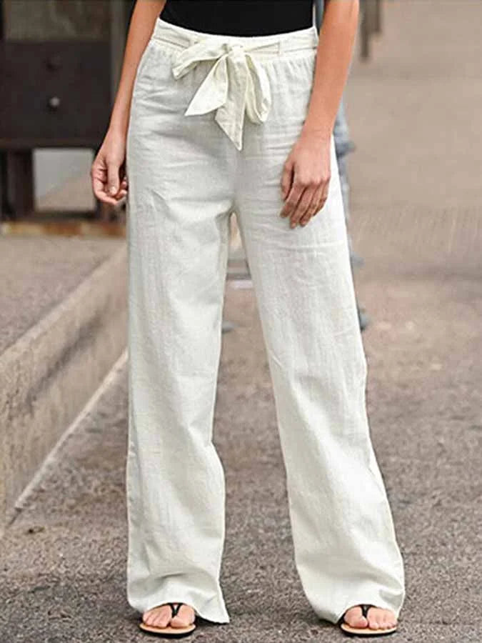 Damen Leinenhose mit Zugbändern für Sommer