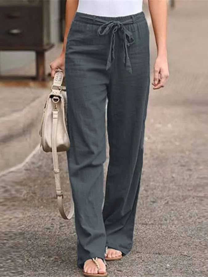 Damen Leinenhose mit Zugbändern für Sommer