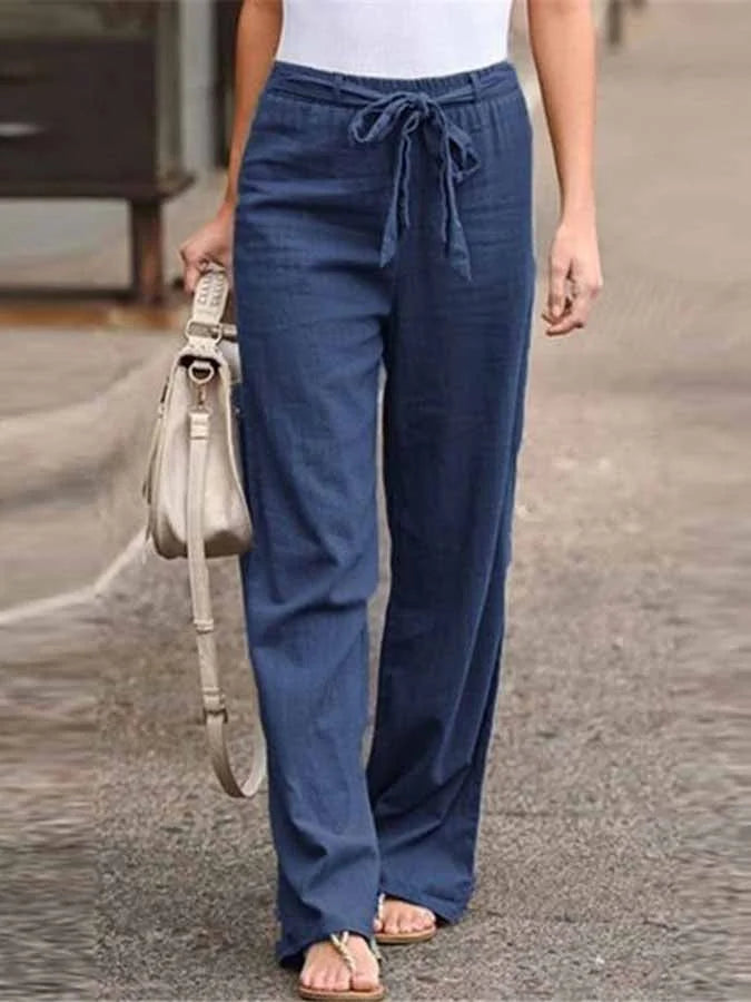 Damen Leinenhose mit Zugbändern für Sommer